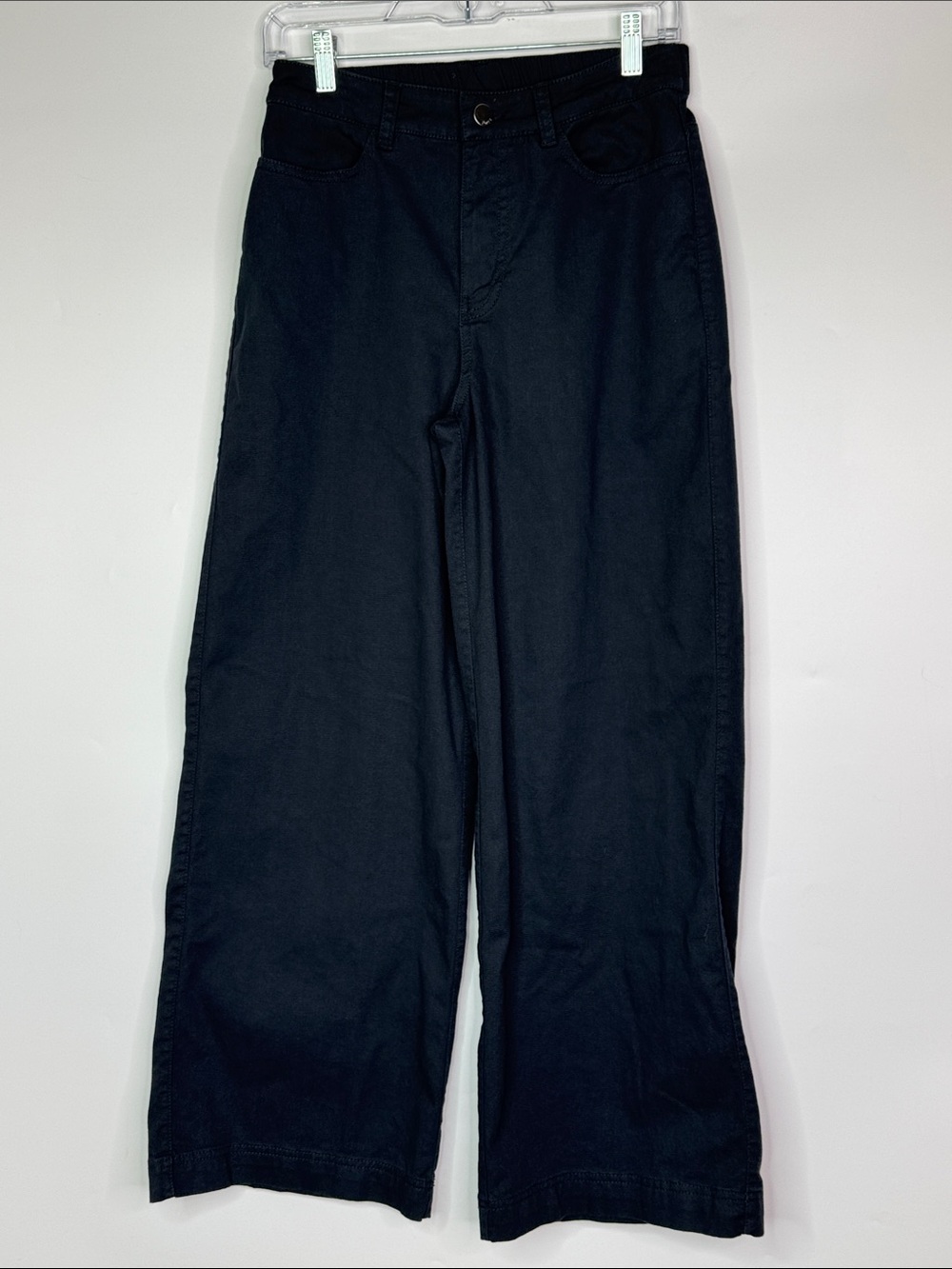 Pact Black Stretch Twill Wide Leg Organic Cotton Pants Size Small